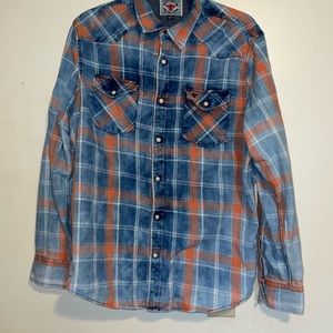 Desert son flag & anthem large flannel snap country shirt